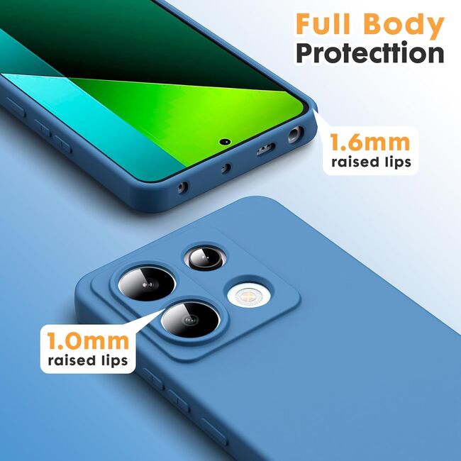 Husa pentru Xiaomi Redmi Note 13 Pro 5G Liquid Silicone, subțire, captusita cu microfibra, anti amprentă, protectie cameră foto, albastru