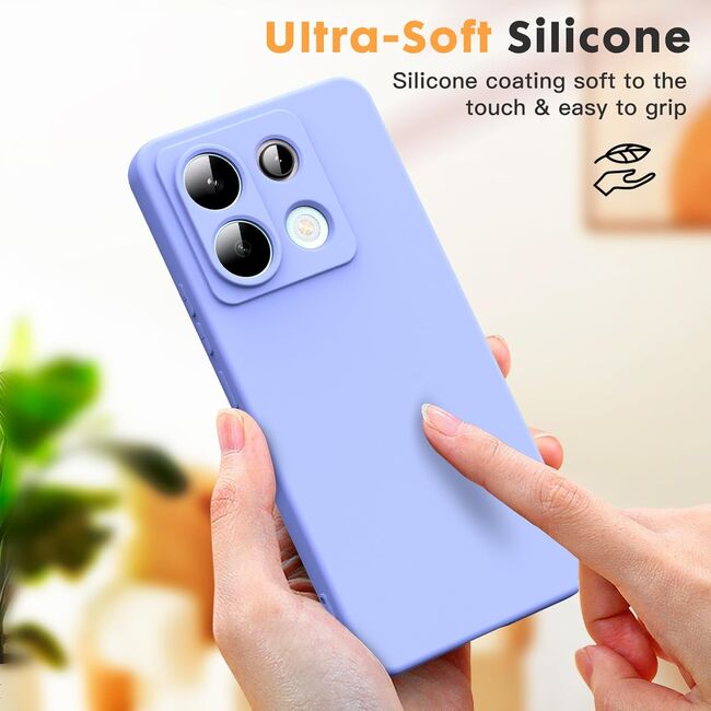 Husa pentru Xiaomi Redmi Note 13 Pro 5G Liquid Silicone, subțire, captusita cu microfibra, anti amprentă, protectie cameră foto, mov