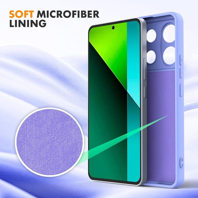 Husa pentru Xiaomi Redmi Note 13 Pro 5G Liquid Silicone, subțire, captusita cu microfibra, anti amprentă, protectie cameră foto, mov