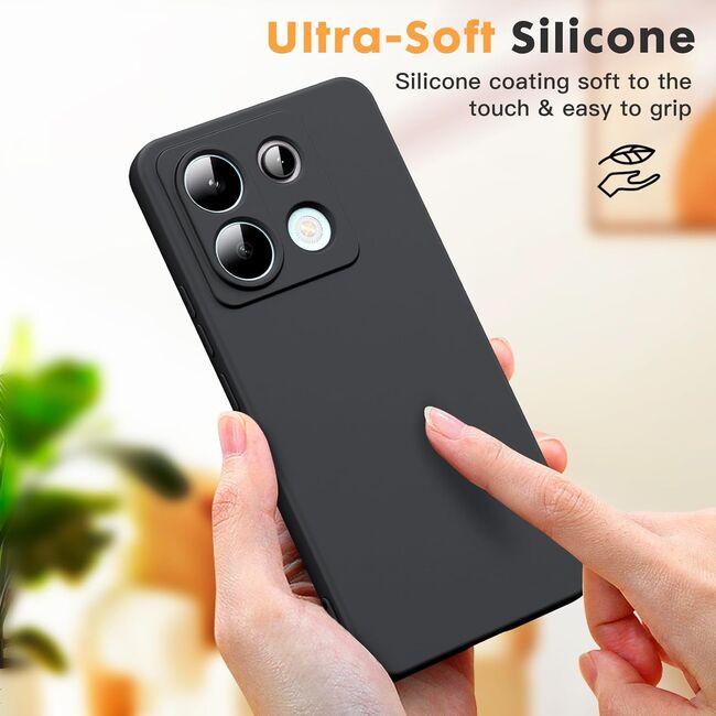 Husa pentru Xiaomi Redmi Note 13 Pro 5G Liquid Silicone, subțire, captusita cu microfibra, anti amprentă, protectie cameră foto, negru