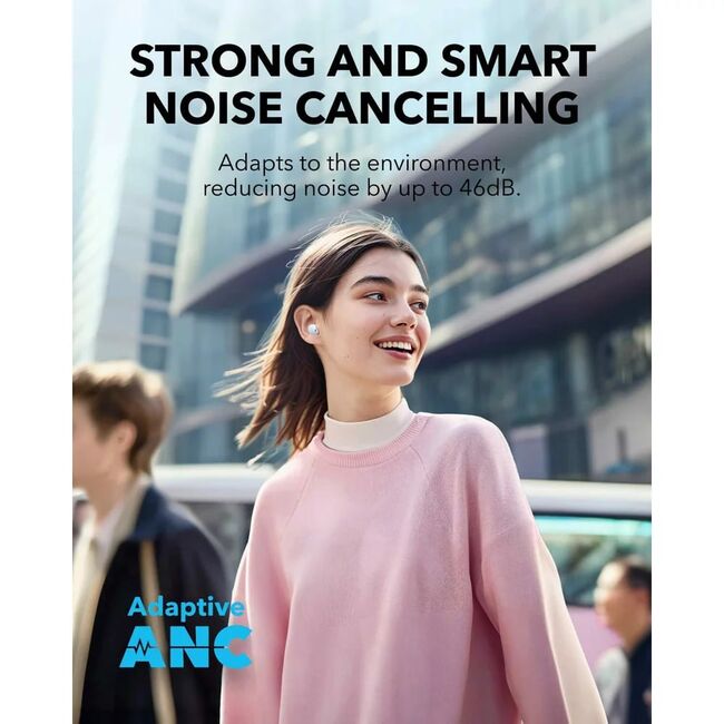 Casti Bluetooth Noise Cancelling cu microfon Anker A30i, albastru