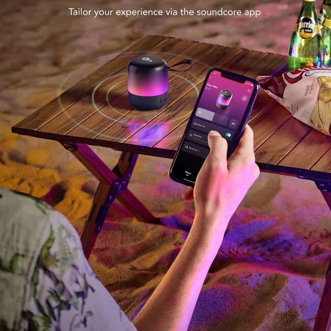 Mini boxa portabila wireless Bluetooth Anker Glow Mini, albastru