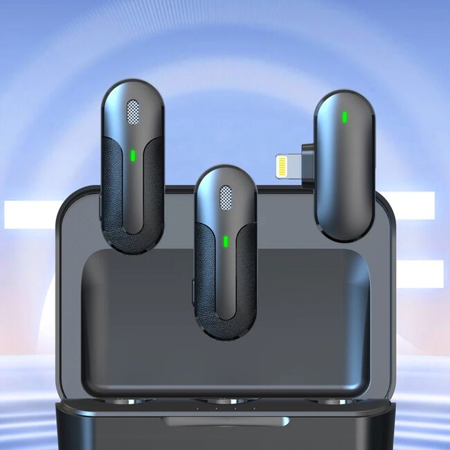 Microfon tip lavariera wireless, Lightning Yesido KR17, negru