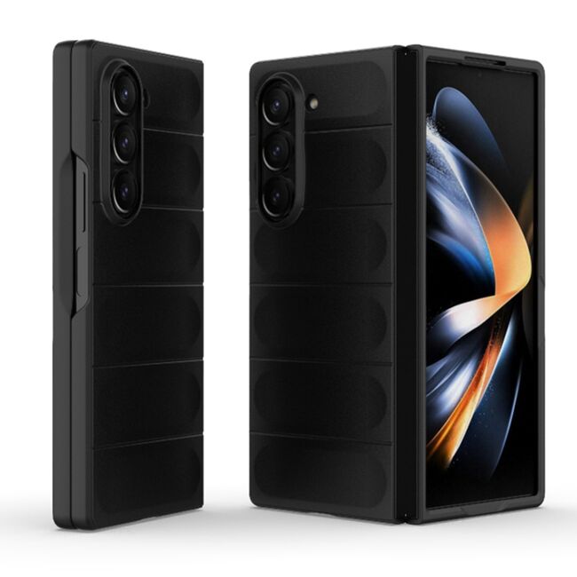 Husa pentru Samsung Galaxy Z Fold 6 Liquid Silicone, Microfibre Lining, Non-Slip Airbag Design, negru