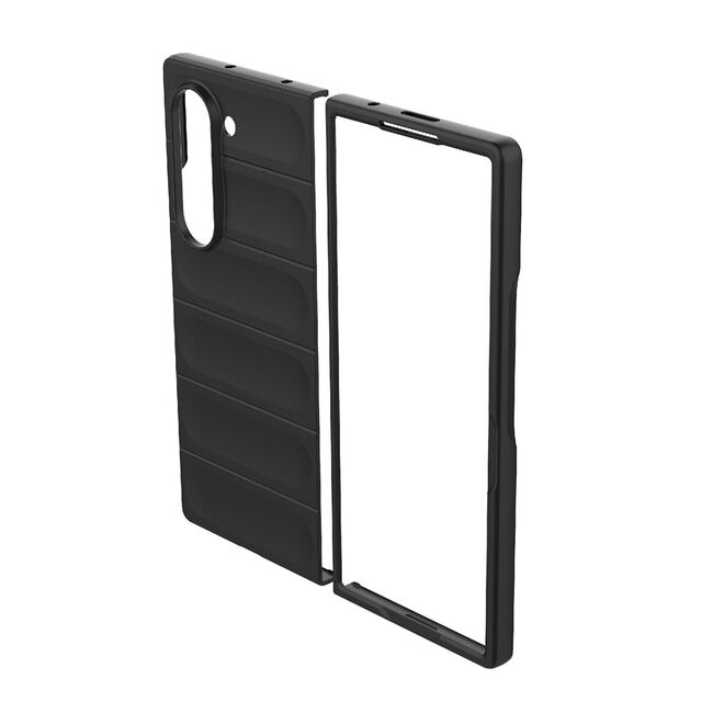 Husa pentru Samsung Galaxy Z Fold 6 Liquid Silicone, Microfibre Lining, Non-Slip Airbag Design, negru