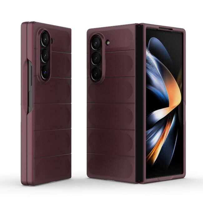 Husa pentru Samsung Galaxy Z Fold 6 Liquid Silicone, Microfibre Lining, Non-Slip Airbag Design, burgundy