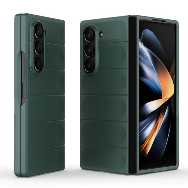 Husa pentru Samsung Galaxy Z Fold 6 Liquid Silicone, Microfibre Lining, Non-Slip Airbag Design, verde