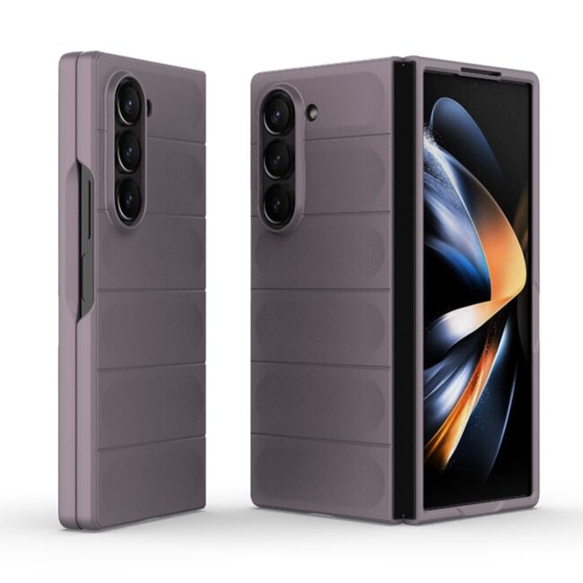 Husa pentru Samsung Galaxy Z Fold 6 Liquid Silicone, Microfibre Lining, Non-Slip Airbag Design, mov