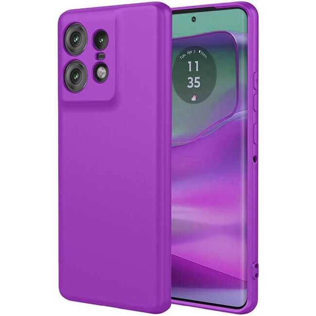 Husa pentru Motorola Edge 50 Ultra Liquid Silicone, subțire, captusita cu microfibra, anti amprentă, protectie cameră foto, mov