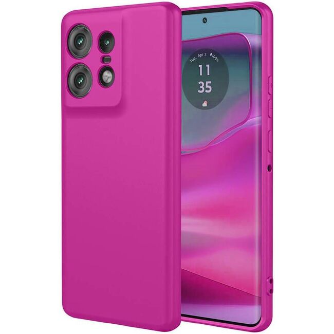 Husa pentru Motorola Edge 50 Ultra Liquid Silicone, subțire, captusita cu microfibra, anti amprentă, protectie cameră foto, fucsia
