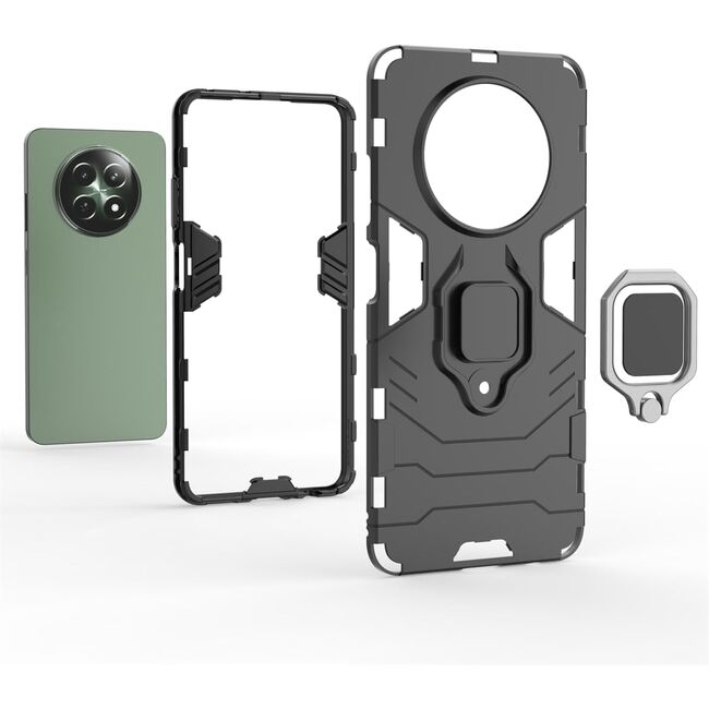 Husa pentru Realme 12 / 12x cu inel Armor Kickstand Tough Rugged Cover, negru