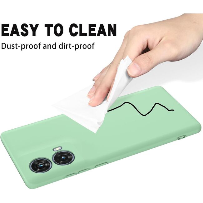 Husa pentru Motorola Moto G85 Liquid Silicone, subțire, captusita cu microfibra, anti amprentă, protectie cameră foto, verde deschis