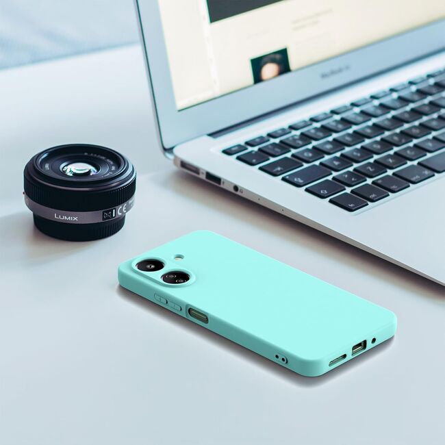Husa pentru Xiaomi Redmi 13C 4G Liquid Silicone, subțire, captusita cu microfibra, anti amprentă, protectie cameră foto, verde deschis