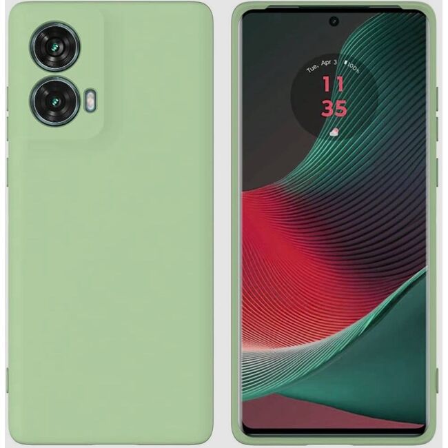 Husa pentru Motorola Moto G85 Liquid Silicone, subțire, captusita cu microfibra, anti amprentă, protectie cameră foto, verde