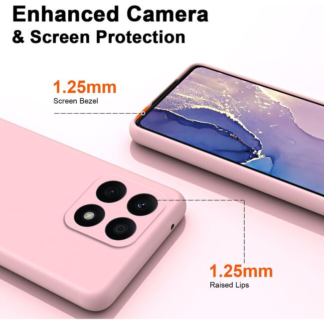 Husa pentru Xiaomi Redmi Note 13 Pro+ Liquid Silicone, subțire, captusita cu microfibra, anti amprentă, protectie cameră foto, roz