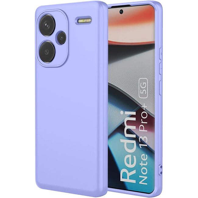 Husa pentru Xiaomi Redmi Note 13 Pro+ Liquid Silicone, subțire, captusita cu microfibra, anti amprentă, protectie cameră foto, mov