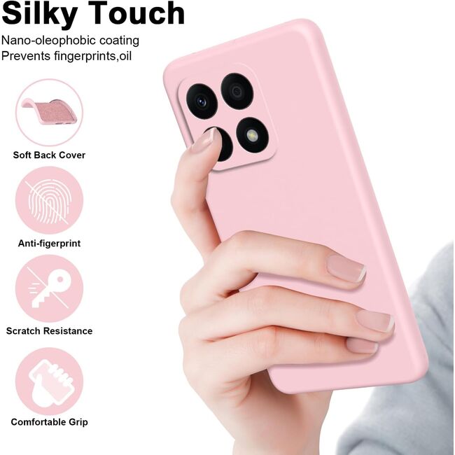 Husa pentru Xiaomi Redmi Note 13 Pro+ Liquid Silicone, subțire, captusita cu microfibra, anti amprentă, protectie cameră foto, roz