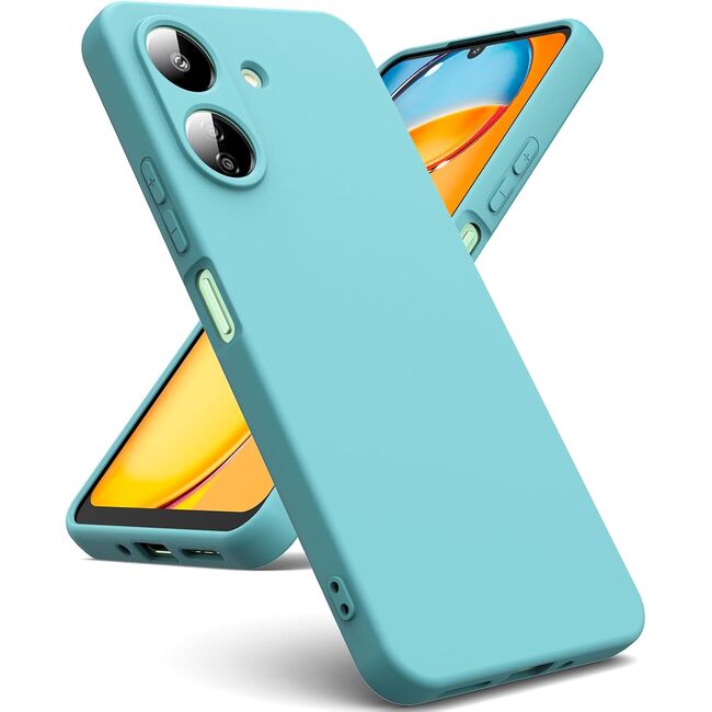 Husa pentru Xiaomi Redmi 13C 4G Liquid Silicone, subțire, captusita cu microfibra, anti amprentă, protectie cameră foto, turcoaz