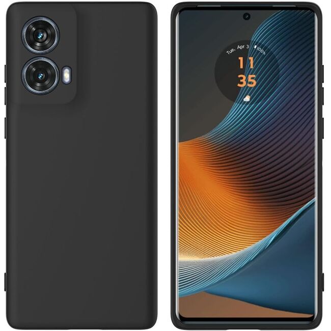 Husa pentru Motorola Moto G85 Liquid Silicone, subțire, captusita cu microfibra, anti amprentă, protectie cameră foto, negru