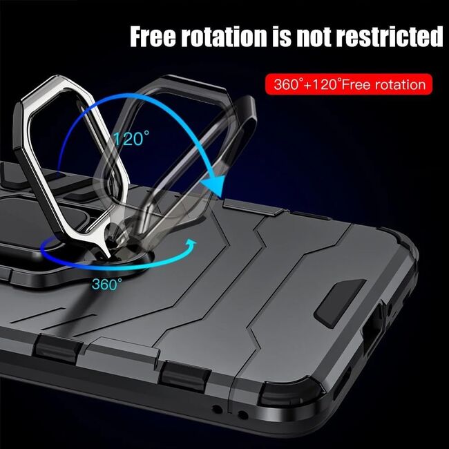 Husa pentru Poco F6 Pro cu inel Armor Kickstand Tough Rugged Cover, negru