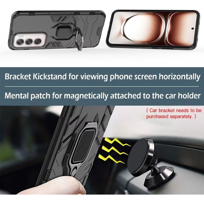 Husa pentru Oppo Reno 12 Pro cu inel Armor Kickstand Tough Rugged Cover, negru