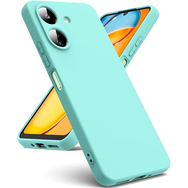 Husa pentru Xiaomi Redmi 13C 4G Liquid Silicone, subțire, captusita cu microfibra, anti amprentă, protectie cameră foto, verde deschis