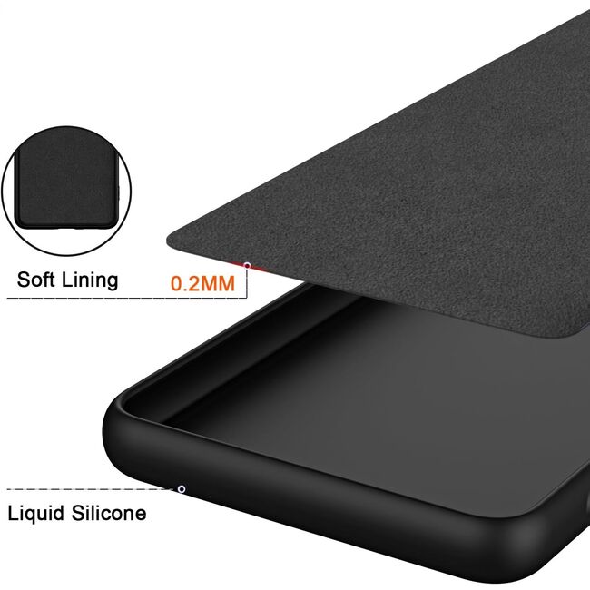 Husa pentru Motorola Moto G85 Liquid Silicone, subțire, captusita cu microfibra, anti amprentă, protectie cameră foto, verde