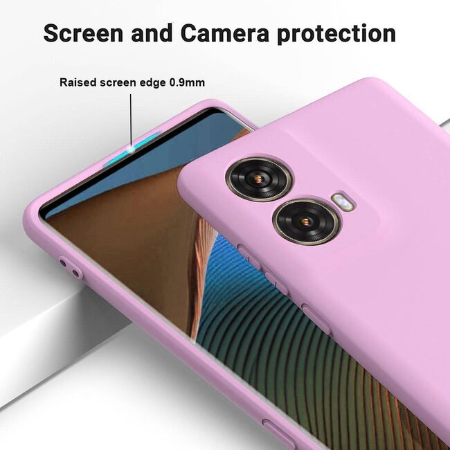Husa pentru Motorola Moto G85 Liquid Silicone, subțire, captusita cu microfibra, anti amprentă, protectie cameră foto, mov