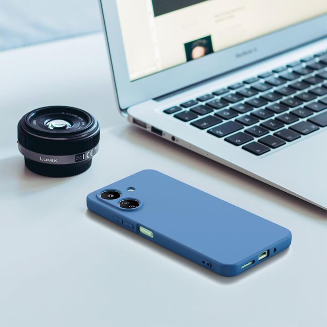 Husa pentru Xiaomi Redmi 13C 4G Liquid Silicone, subțire, captusita cu microfibra, anti amprentă, protectie cameră foto, albastru