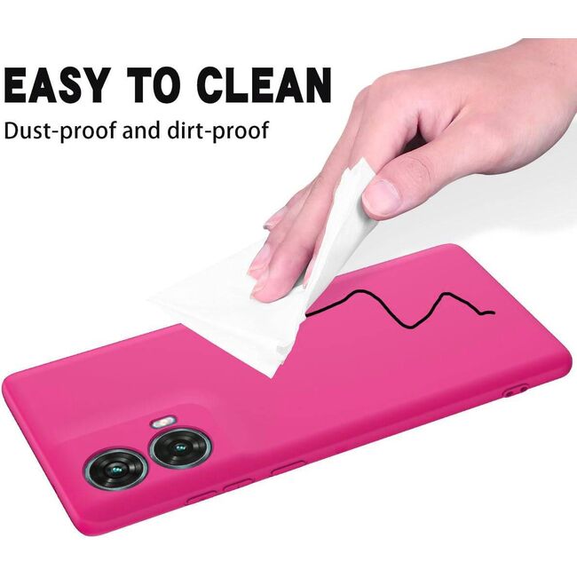 Husa pentru Motorola Moto G85 Liquid Silicone, subțire, captusita cu microfibra, anti amprentă, protectie cameră foto, fucsia