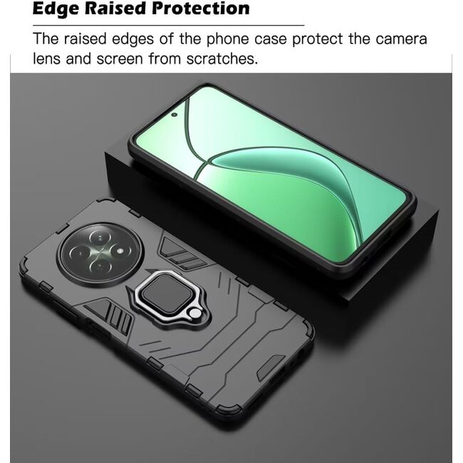 Husa pentru Realme 12 / 12x cu inel Armor Kickstand Tough Rugged Cover, negru