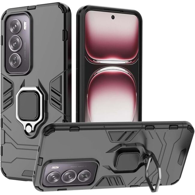 Husa pentru Oppo Reno 12 Pro cu inel Armor Kickstand Tough Rugged Cover, negru