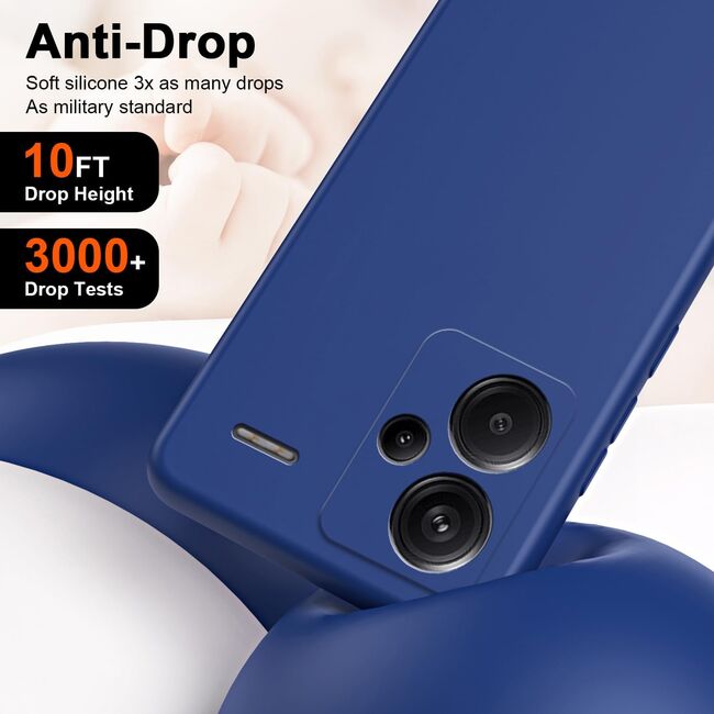 Husa pentru Xiaomi Redmi Note 13 Pro+ Liquid Silicone, subțire, captusita cu microfibra, anti amprentă, protectie cameră foto, albastru