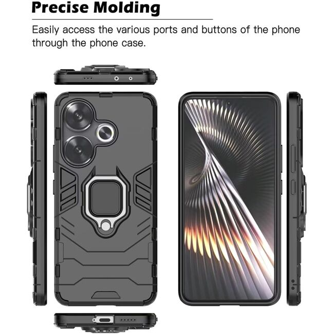 Husa pentru Poco F6 cu inel Armor Kickstand Tough Rugged Cover, negru