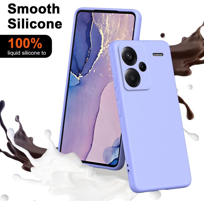 Husa pentru Xiaomi Redmi Note 13 Pro+ Liquid Silicone, subțire, captusita cu microfibra, anti amprentă, protectie cameră foto, mov
