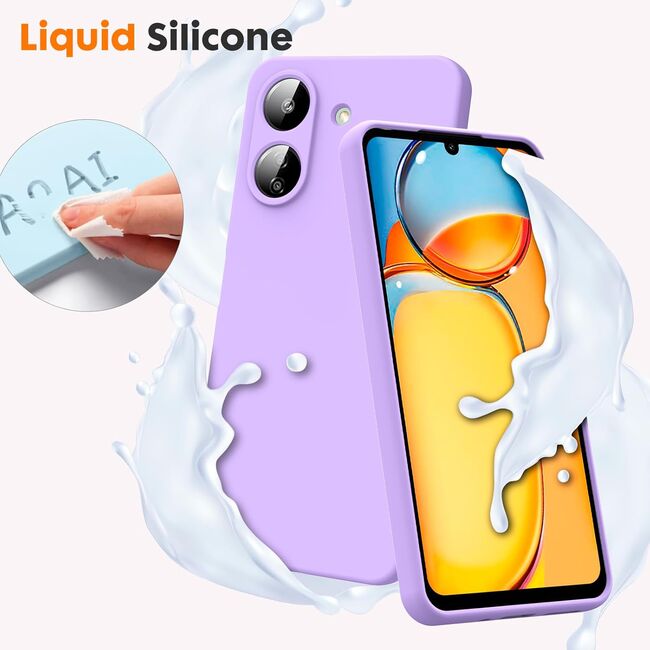 Husa pentru Xiaomi Redmi 13C 4G Liquid Silicone, subțire, captusita cu microfibra, anti amprentă, protectie cameră foto, lavanda