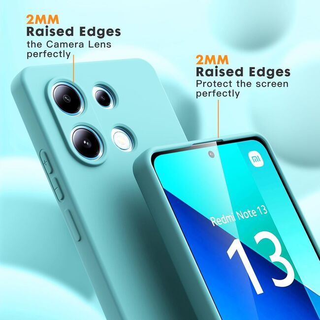 Husa pentru Xiaomi Redmi Note 13 5G Liquid Silicone, subțire, captusita cu microfibra, anti amprentă, protectie cameră foto, turcoaz