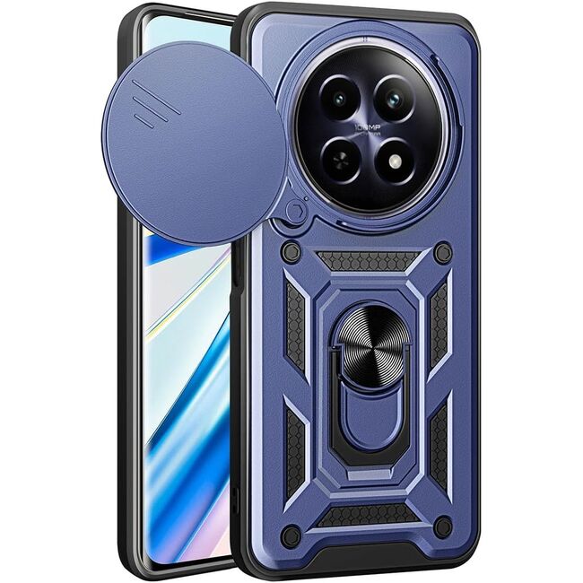 Husa pentru REALME 12 / 12x cu inel Ring Armor Kickstand Tough, protectie camera, albastru