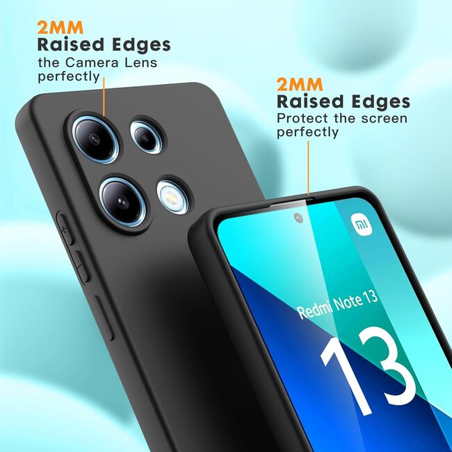 Husa pentru Xiaomi Redmi Note 13 5G Liquid Silicone, subțire, captusita cu microfibra, anti amprentă, protectie cameră foto, negru