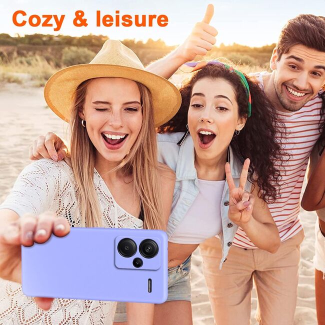 Husa pentru Xiaomi Redmi Note 13 Pro+ Liquid Silicone, subțire, captusita cu microfibra, anti amprentă, protectie cameră foto, mov