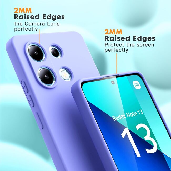 Husa pentru Xiaomi Redmi Note 13 5G Liquid Silicone, subțire, captusita cu microfibra, anti amprentă, protectie cameră foto, mov
