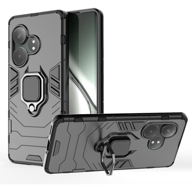 Husa pentru Realme GT 6 / GT 6T cu inel Armor Kickstand Tough Rugged Cover, negru