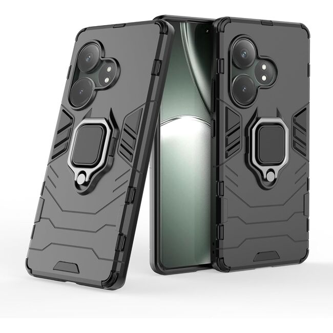 Husa pentru Realme GT 6 / GT 6T cu inel Armor Kickstand Tough Rugged Cover, negru