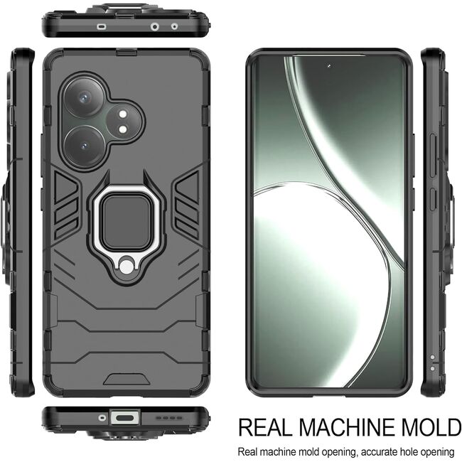 Husa pentru Realme GT 6 / GT 6T cu inel Armor Kickstand Tough Rugged Cover, negru
