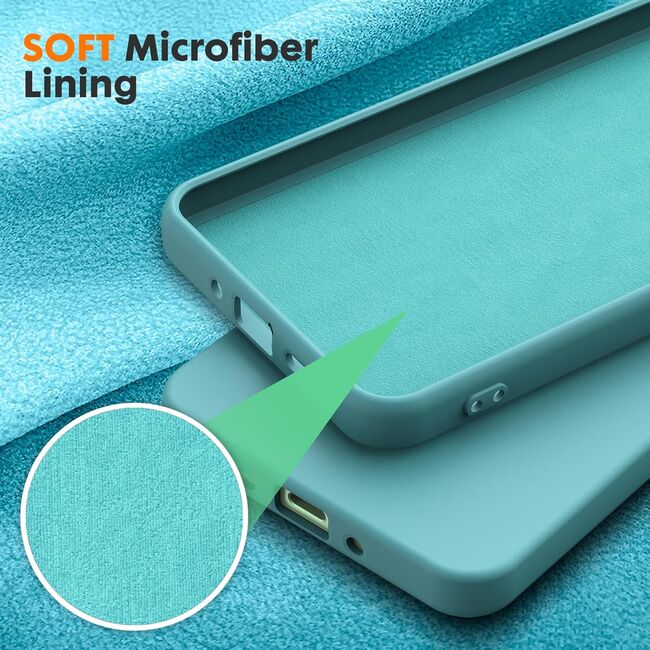 Husa pentru Xiaomi Redmi 13C 4G Liquid Silicone, subțire, captusita cu microfibra, anti amprentă, protectie cameră foto, turcoaz