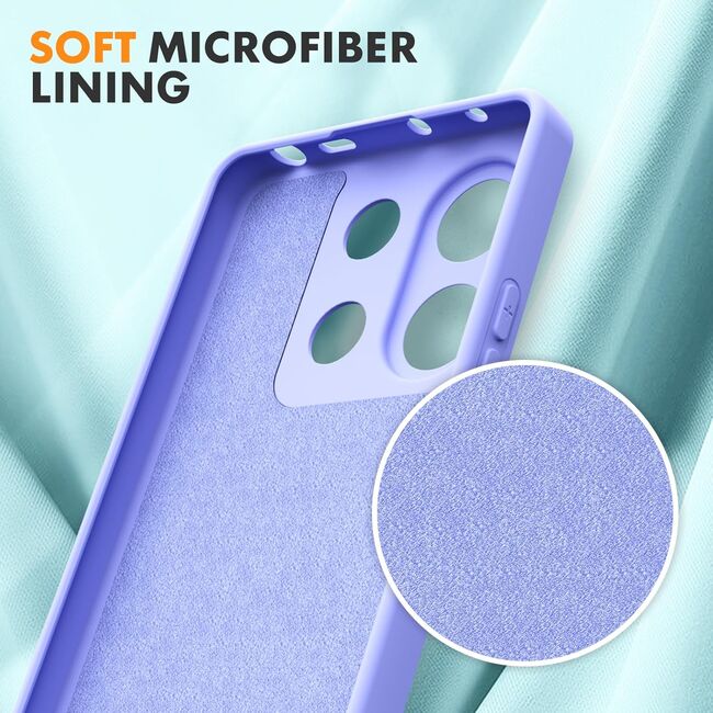 Husa pentru Xiaomi Redmi Note 13 5G Liquid Silicone, subțire, captusita cu microfibra, anti amprentă, protectie cameră foto, mov