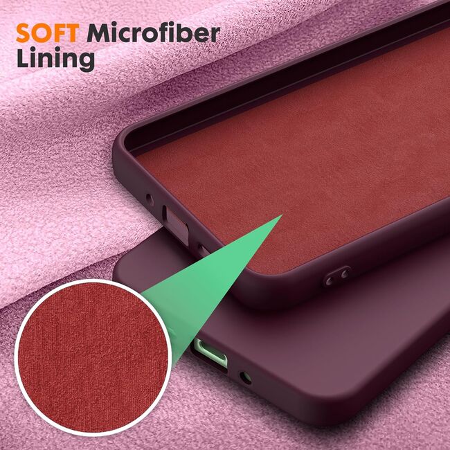 Husa pentru Xiaomi Redmi 13C 4G Liquid Silicone, subțire, captusita cu microfibra, anti amprentă, protectie cameră foto, burgundy