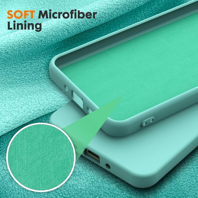 Husa pentru Xiaomi Redmi 13C 4G Liquid Silicone, subțire, captusita cu microfibra, anti amprentă, protectie cameră foto, verde deschis