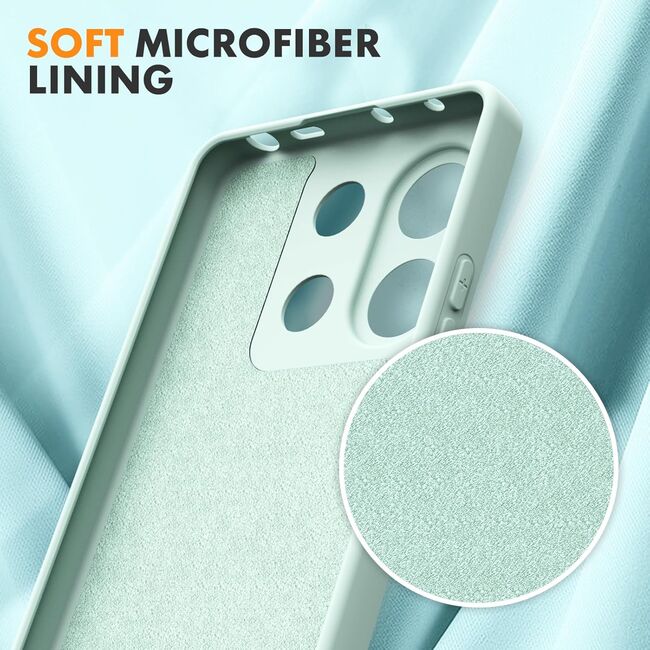 Husa pentru Xiaomi Redmi Note 13 5G Liquid Silicone, subțire, captusita cu microfibra, anti amprentă, protectie cameră foto, verde deschis
