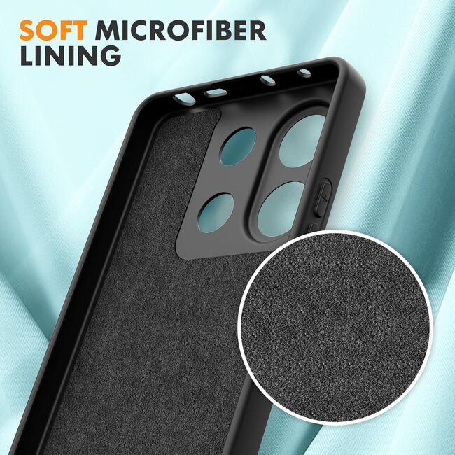 Husa pentru Xiaomi Redmi Note 13 5G Liquid Silicone, subțire, captusita cu microfibra, anti amprentă, protectie cameră foto, negru